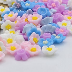 30 Grams Mini flower charms, mixed color 5 petal flower nail charms great for all DiY nail art,  embellishments, crafting protects and more.