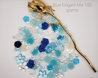 100g Flower Mix Resin Charms: Glow-in-Dark Cabochons, Pearls & Bows