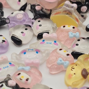 20/30/60 Mini Sanrio clear Charms, mixed character DIY nail art, cabochons embellishments, crafting protects and more