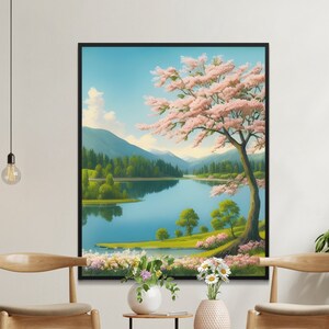 Digital Art | Vintage Landscape | Spring Scenery| Wall Art | Instant Download | Gift for Her