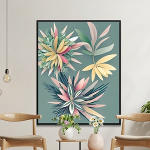 Digital Art | Abstract Botanical Arrangement | Wall Art | Instant Download | Gift for Her