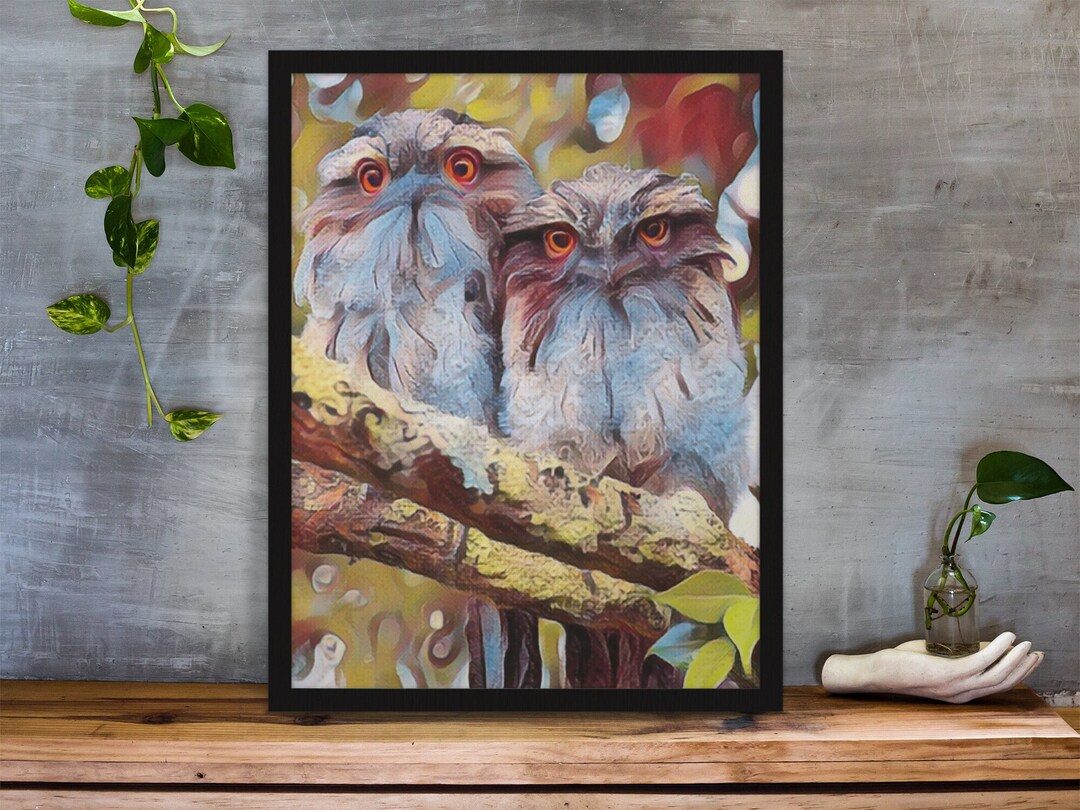 Digital Art | Two Owls Sitting on a Tree Branch | Pop Art | Stylized ...