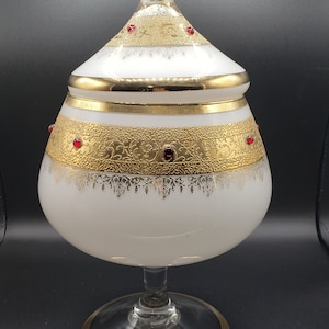 Large Vintage Bohemian Covered Candy Dish