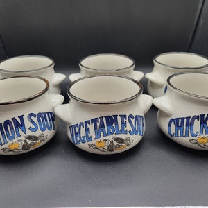 Vintage Two Handled Soup Bowls/Crocks (Set of 6)