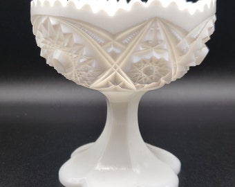 Vintage Milk Glass Footed Compote by Kemple