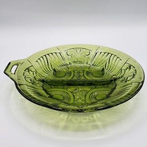 Vintage Indiana Glass Green Divided Pickle/Relish Dish