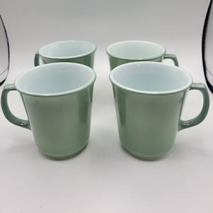 Vintage Pyrex Mint Green Glass Coffee Mugs (set of 4)
