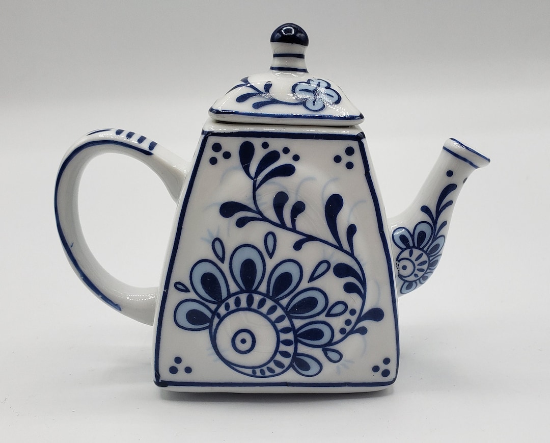 Vintage Vivian Chan Miniature Blue and White Teapot Etsy