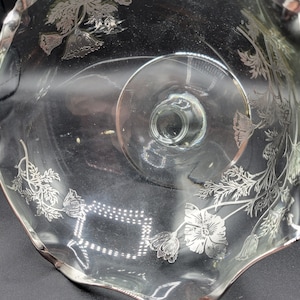 Vintage Floral Silver Overlay Compote Dish