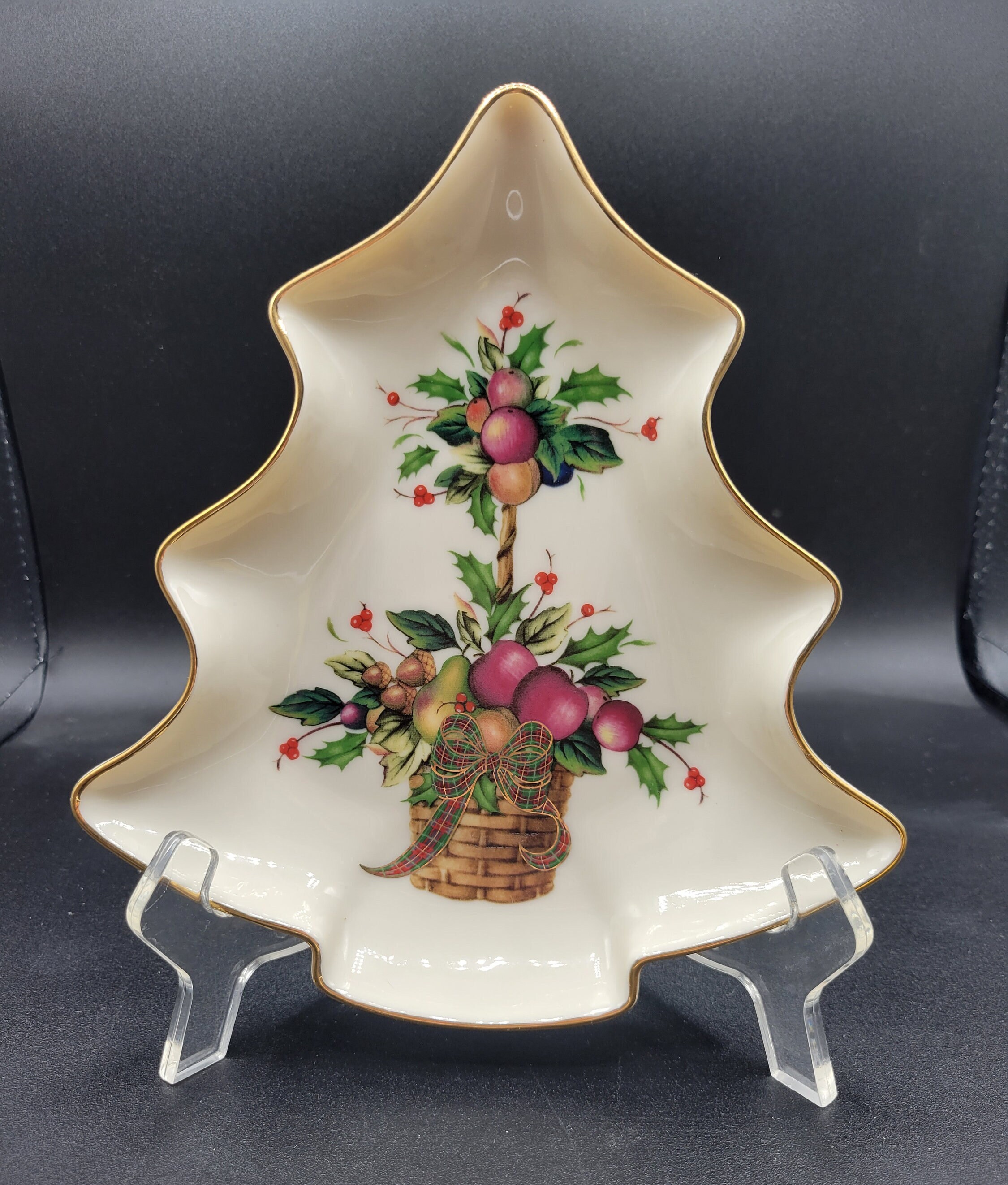 Bonbonnière Lenox Holiday En Forme D’arbre – Motif Tartan, Neuve Sous Blister, Cadeau Idéal