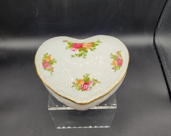 Vintage Royal Albert Old Country Roses Heart Trinket Dish