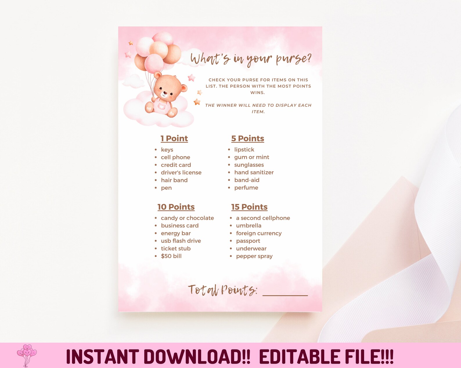 What's in Your Purse - Baby Shower Game Template - Editable | We Can ...