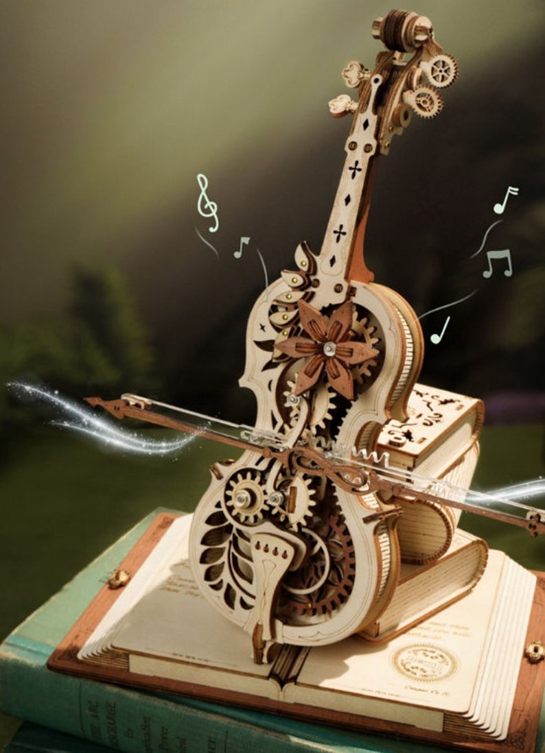 Robotime ROKR Magic Cello Music Box 3D Wooden Puzzle AMK63 Etsy