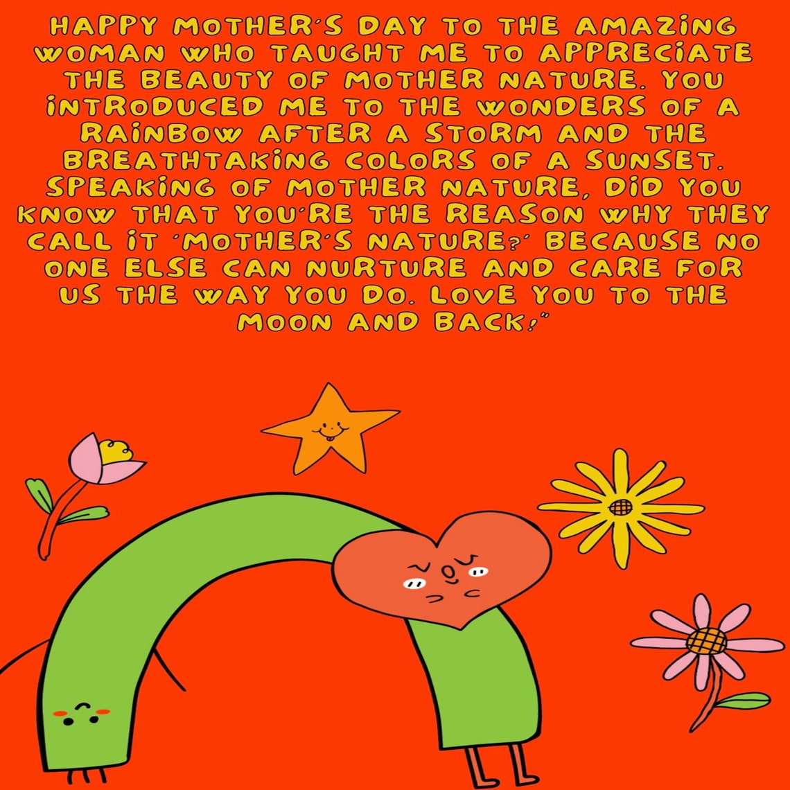 CUTE MOTHERS NATURE Mothers Day Card , Silly Cute Card for Mothers Etsy