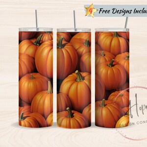 Pumpkin Tumbler Wrap Seamless 20 oz Skinny Tumbler Sublimation Design, PNG Instant DIGITAL Download, Pumpkin Tumbler, Fall Tumbler Wrap