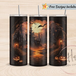 Haunted Mansion Halloween 20 oz Skinny Tumbler Sublimation Design, PNG Instant DIGITAL Download, Halloween Tumbler Wrap, Fall Tumbler Wrap