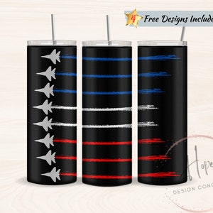Fighter Jets Patriotic 20 oz Skinny Tumbler Sublimation Design, Military Tumbler, Digital Download, Patriotic Tumbler, Gift for Dad Tumbler