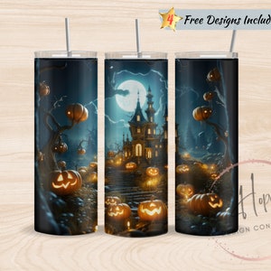 Haunted Mansion PNG 20 oz Skinny Tumbler Sublimation Design, PNG Instant DIGITAL Download, Halloween Tumbler Wrap, Fall Tumbler Wrap