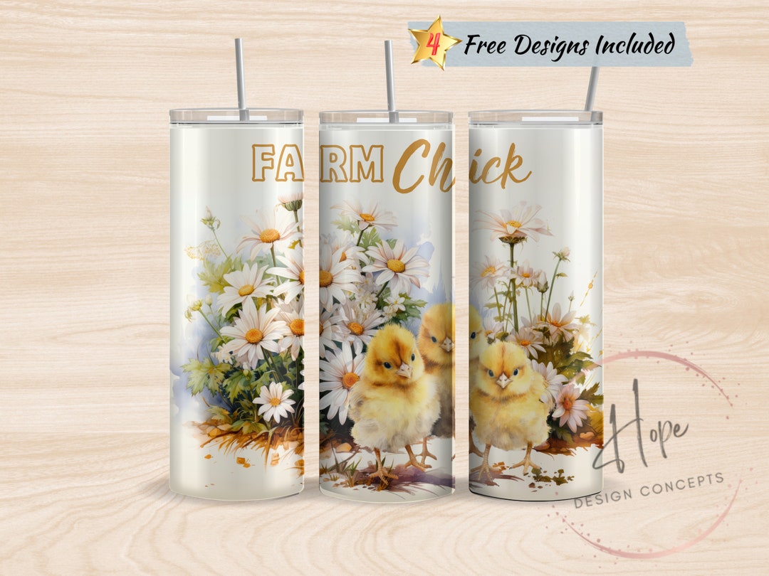 Cute Baby Chicks Farm Chick 20 Oz Skinny Tumbler Sublimation Design ...