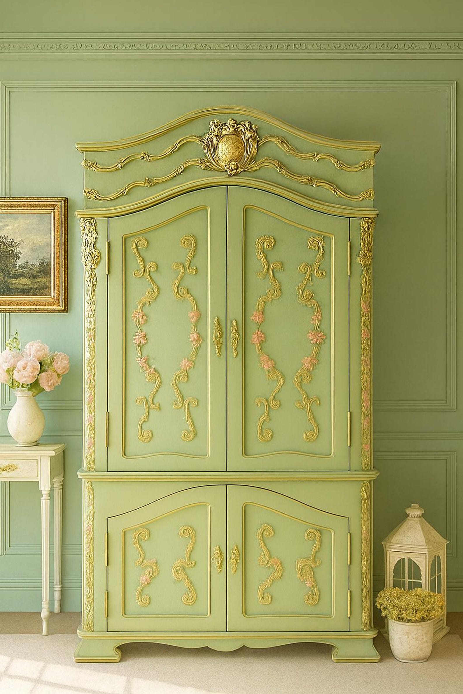 SOLD (do Not Purchase)-vintage French Provincial Armoire-hand-painted ...
