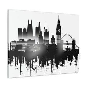 London Watercolor Skyline Canvas Wall Art Design | Canvas Print | Ready to Hang Unique City Canvas Print
