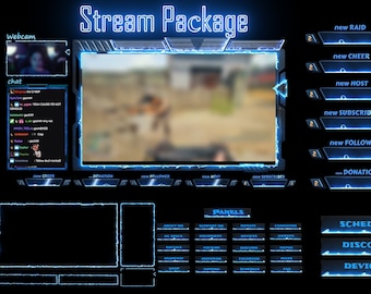 Geanimeerd Twitch Stream-overlaypakket: schermen, meldingen, panelen (pdf)