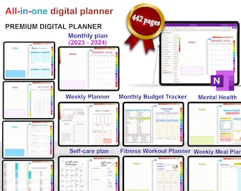OneNote digitale planner 2023-2024: stickers, sjablonen (digitale download)