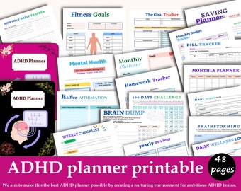 Afdrukbaar ADHD-planner, productiviteit en zelfzorg (pdf-download)