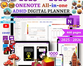 ADHD OneNote digitale planner 2025-2026 – sjabloon met hyperlinks