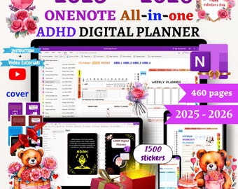 OneNote ADHD digitale planner 2025-2026 – sjabloon met hyperlink
