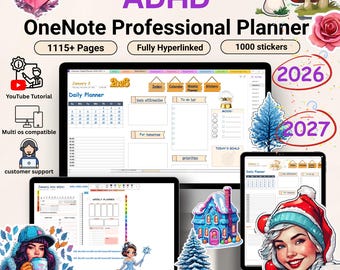 OneNote ADHD digitale planner 2026-2027 – sjabloon met hyperlink