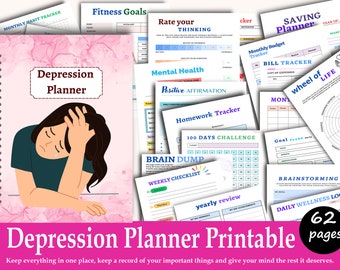 Werkboek Depressieplanner, Mental Health Tracker (digitale download)