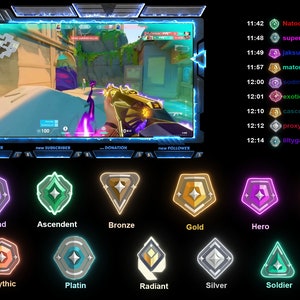 valorant twitch overlay -Valorant Sub Badge -  OVERLAYS Stream Animated - animated alerts -Animated Screens - twitch panels- twitch valorant