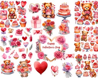 Digitale Valentijnsdagstickers voor OneNote: voorgesneden png-stickers