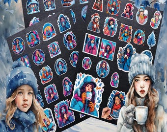 Winter OneNote-stickers, dagelijkse plannerpictogrammen (digitale download)