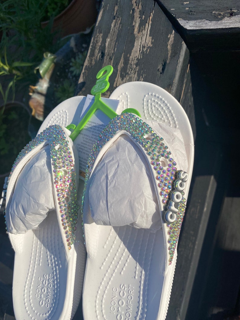 Bling Croc Flip Flops Etsy