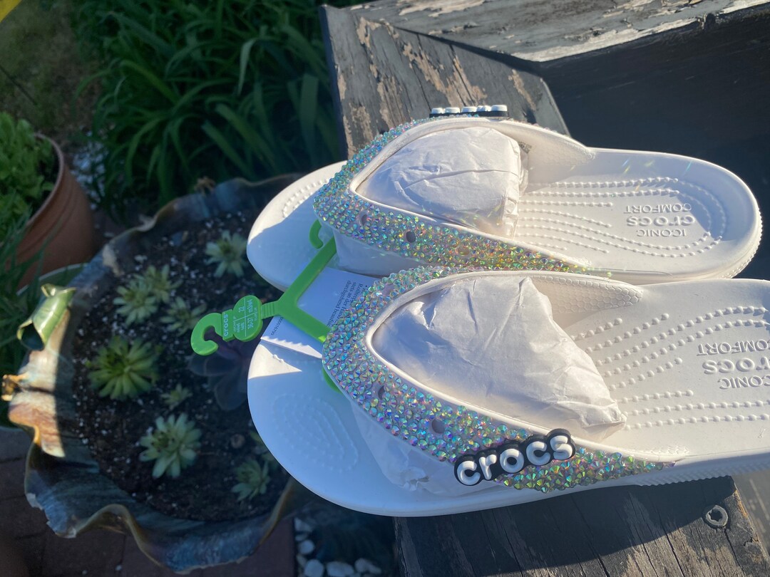 Bling Croc Flip Flops Etsy