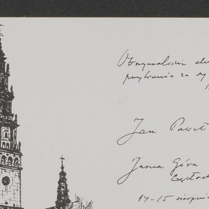 Cartão de lembrança exclusivo assinado da visita do Papa João Paulo II a Jasna Góra em 1991r.2000x1400 pixels 300 DPI H.Quality Produto digital, impressão
