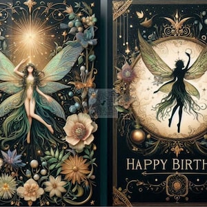 Falena lunare celeste Art Nouveau Stationary / Goth Goblincore Whimsigoth Birthday Card / Cottagecore Hedgewitch Gift Download digitale 300 DPI