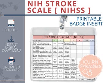 NIH Stroke Scale [ NIHSS ] Badge Insert  |  Printable PDF download