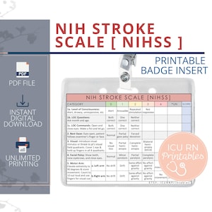 NIH脳卒中スケール [ NIHSS ] バッジ挿入物 | 印刷可能なPDFダウンロード