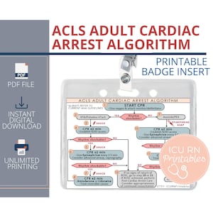 ACLS-insigne voor reanimatie bij volwassenen (ACLS-algoritme) | Afdrukbare PDF-download
