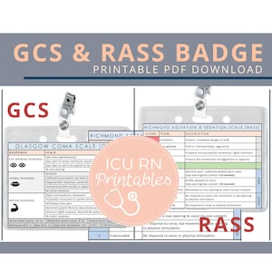 GCS & RASS [Glasgow Coma Scale / Richmond Agitation Sedation Scale] badge-inlegvel | Printbare PDF-download