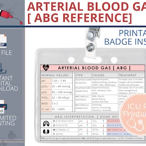 Arterielles Blutgas [ABG] Abzeichen Einlage |  Druckbare PDF-Download
