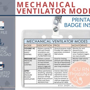 Mechanical Ventilator Modes Badge Insert  |  Printable PDF download