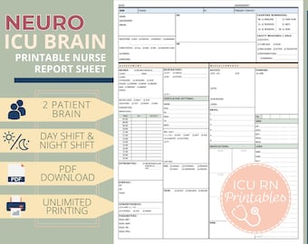 Hoja de informe cerebral de enfermería de la UCI neurológica / Descarga en PDF imprimible