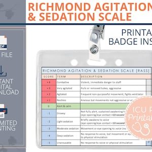 Inlegvel voor badge van de Richmond Agitation & Sedation Scale [RASS] | Afdrukbare PDF-download