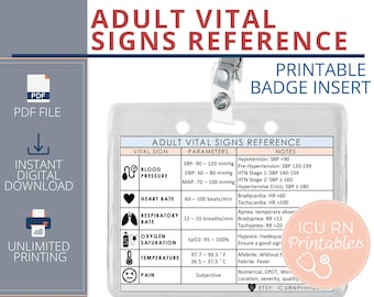 Adult Vital Signs Reference Badge Insert  |  Printable PDF download