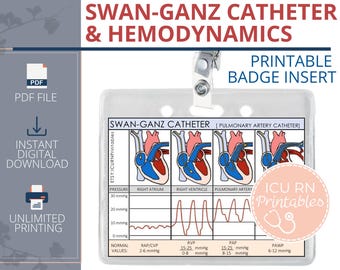 Swan-Ganz Catheter & Hemodynamics Badge Insert  |  Printable PDF download