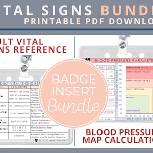 Vital Signs Bundle: Adult Vital Signs Reference & Blood Pressure and MAP Calculations |  Printable PDF download